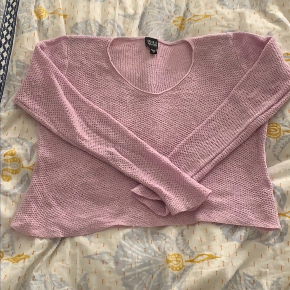 Eileen Fisher Lilac Linen Crop Sweater marked size Medium, fits like a Small